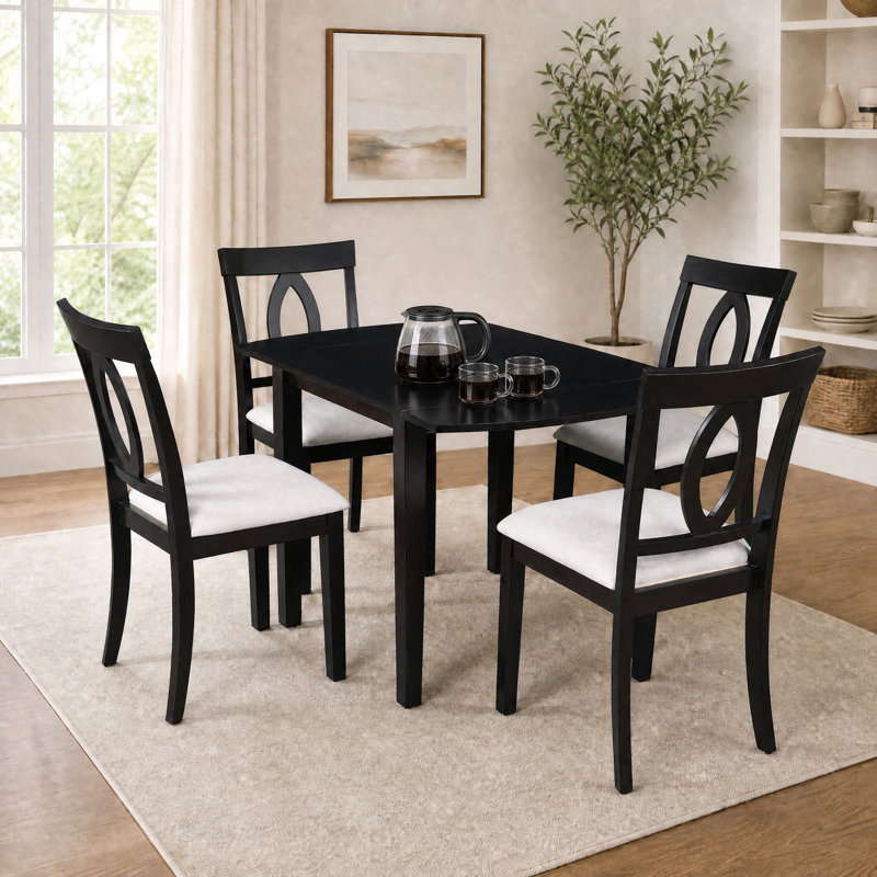 Ensemble de table de salle à manger 3 pièces en bois à abattant, 1 table pliante extensible, 2 chaises rembourrées, ensemble de salle à manger pour 2 personnes, peu encombrant, appartements, cuisine, brun foncé