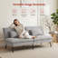 2 Seater Sofa Bed with 2 Cushions, Adjustable Backrest with Non-Slip Feet, Linen Look Fabric for Liv-1565916026