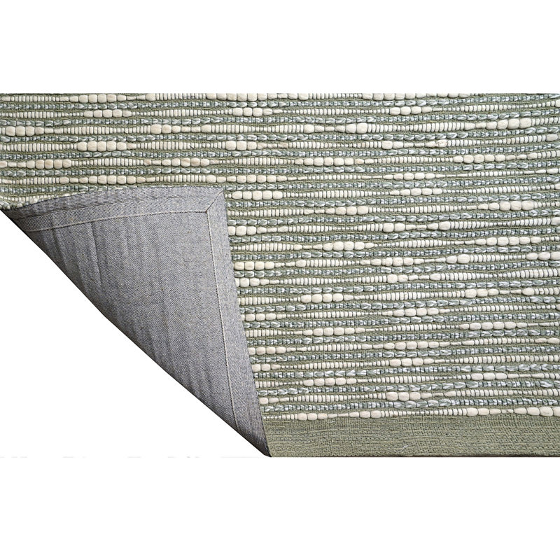 Tapis gris / vert / blanc tissé à la main de haute qualité, Rectangle 8 pi x 10 pi