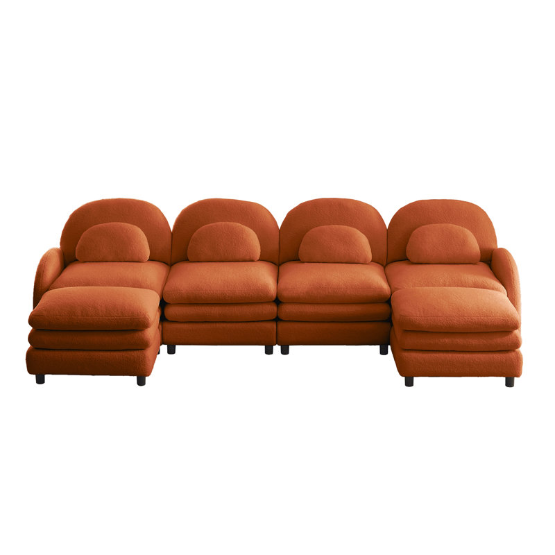 Canapé 4 places Teddy, H 35,4 po x l 129,1 po x P 38,8 po, Orange