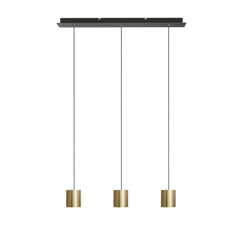 Luminaire suspendu linéaire à 3 lumières pour îlot de cuisine Andromedae, Laiton