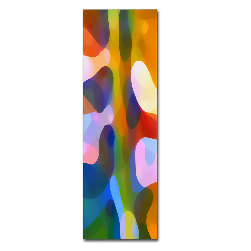 Colorful Abstract Vertical Canvas Art with Wood Frame