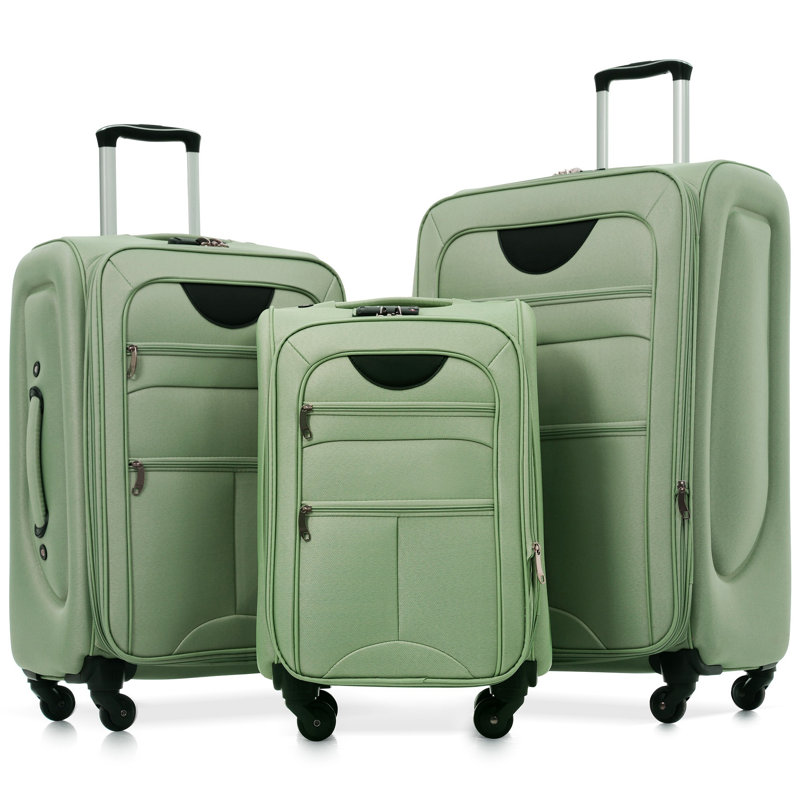 Ensemble de 3 valises extensibles Softside Valise, Light Green