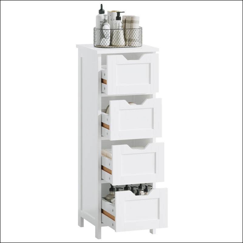 Narrow Bathroom Floor Cabinet with 4 Drawers