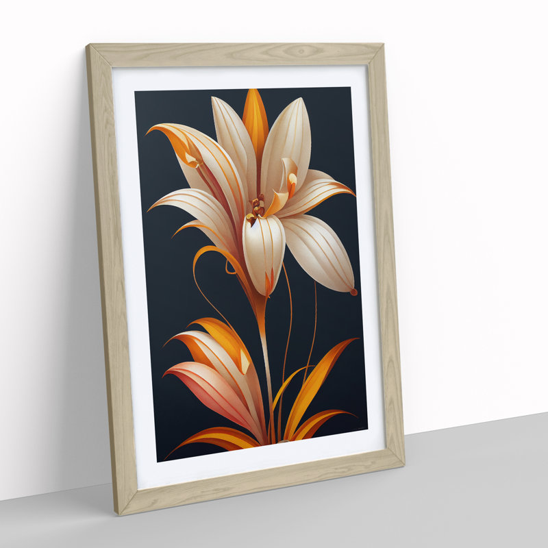 Unbeatable Flower - Wall Art, 48cm H x 36cm W, Oak Picture Frame, White