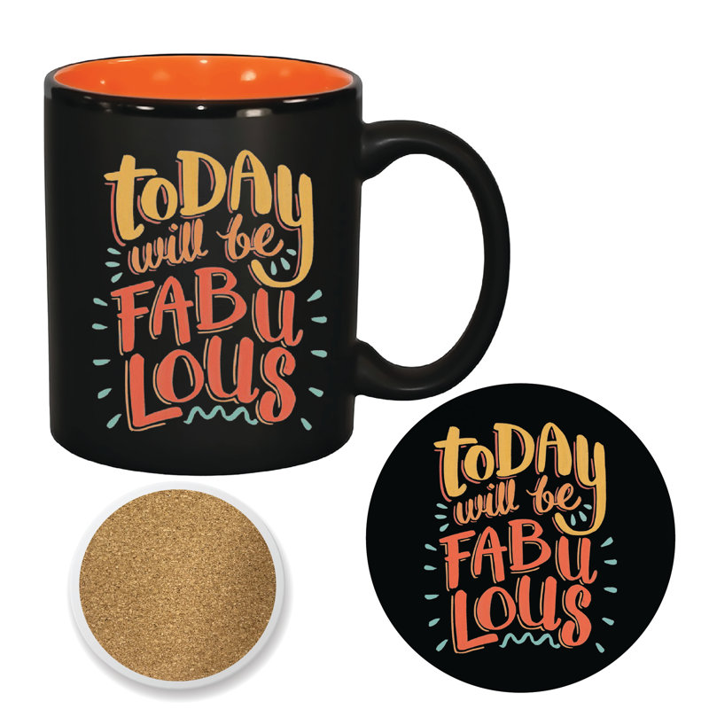 Ensemble de grandes tasses et sous-verres 11 oz Today Will Be Fabulou