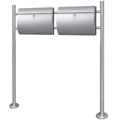 Double Stainless Steel Locking Post Mounted Letter Box