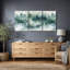 «Misty Evergreen Forest Landscape in Soft Green Tones», reproduction d'art sur toile encadrée, 3 pièces-133413453-133413461