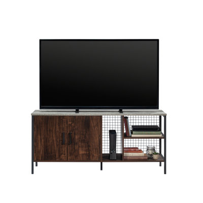 Wood Credenza For Tvs Up To 70" With Hidden Storage, Brown