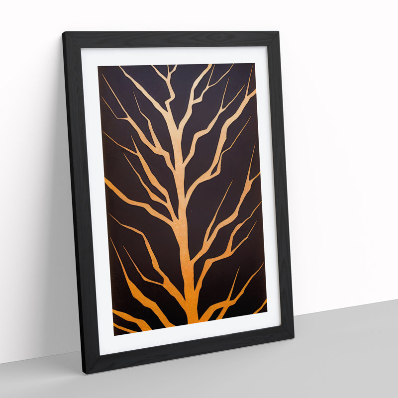 Silhouette Of A Tree No.1 - Single Picture Frame Print, Black Framed, 64cm H x 46cm W x 2cm D