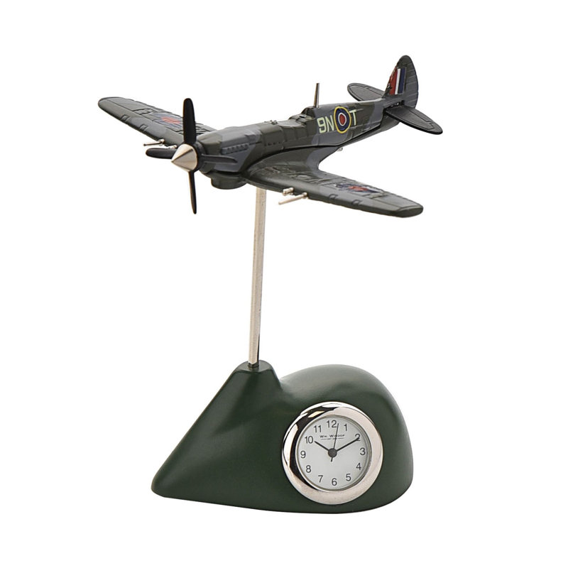 Analogue Metal Tabletop Clock in Black/Green
