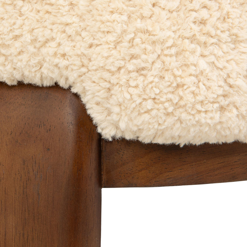 Boucle Accent Chair With Wood Base And Textured Upholstery