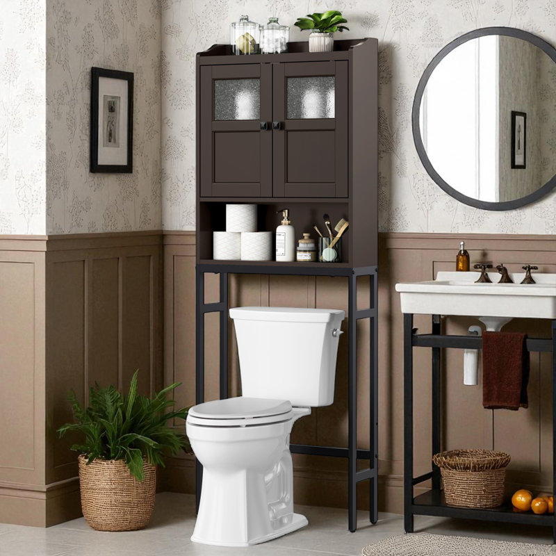 Armoire de rangement au-dessus de la toilette, rangement au-dessus de la toilette avec portes doubles et charnières douces
