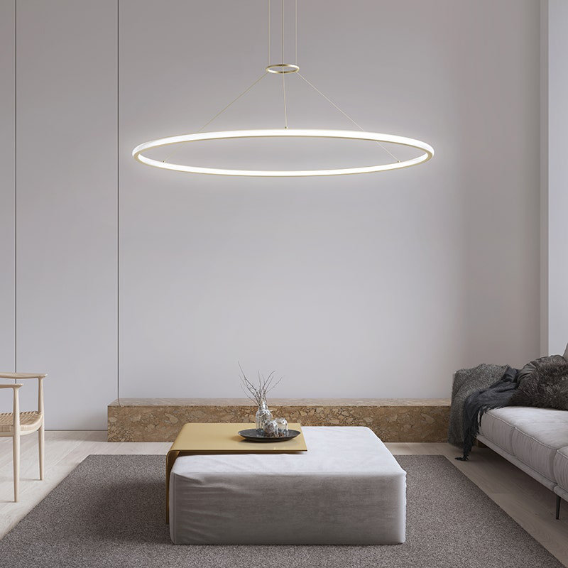 Luna 2 - Light LED Unique/Statement Pendant, 2700K, Satin Brass, 1.5" H x 37.5" W x 37.5" D