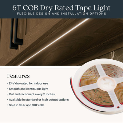 6T Series COB Dry Tape Light High 2700K 100-Foot