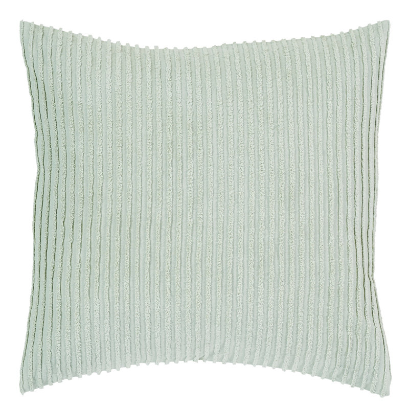 Taie décorative touffetée 100% coton Jullian, conception à rayures modernes, housse décorative douce et respirante, certifié OEKO-TEX, lavable à la machine, euro (26 po x 26 po), sauge, toutes saisons
