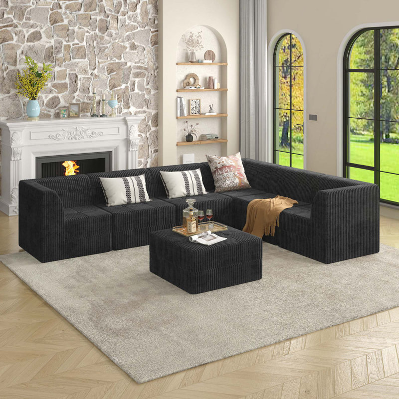 Canapé modulaire Boneless L, Noir