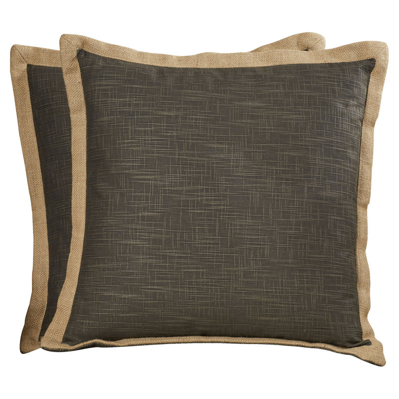 Madeline Feather Linen Reversible Throw Pillow, 22" x 22", Brown