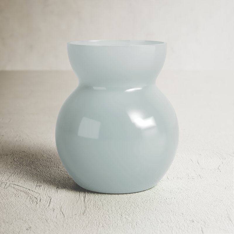 Handmade Glass Table Vase, 6.5" H x 5.5" W x 5.5" D, Light Blue