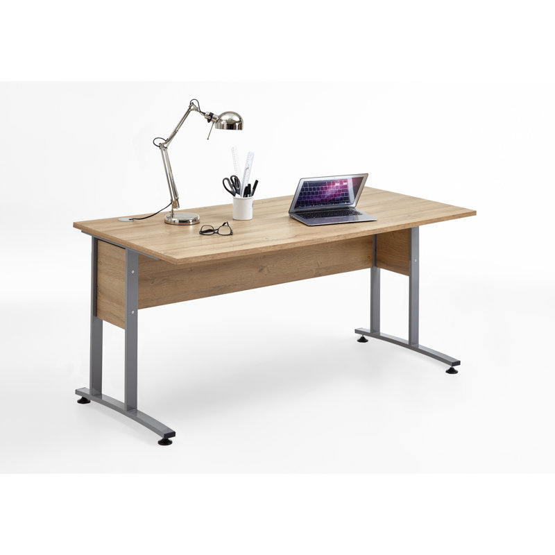 Cepeda Metal Base Desk Shell, Hellbraun/Grau, 75 cm H x 160 cm B x 80 cm T