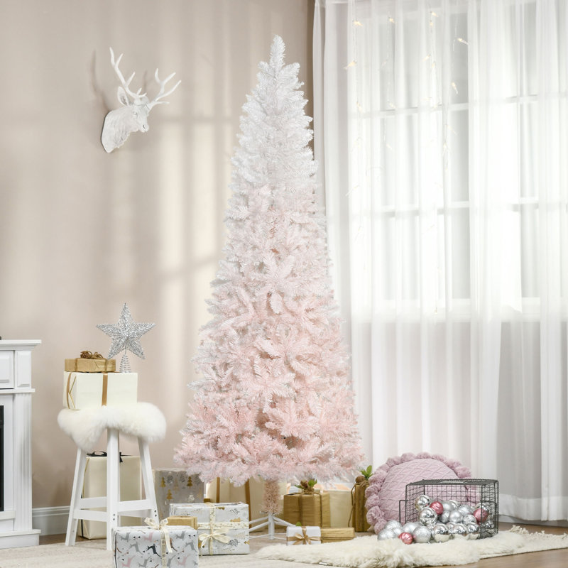 Sapin de Noël artificiel non éclairé avec branches réalistes et base en acier blanc, 5.11'