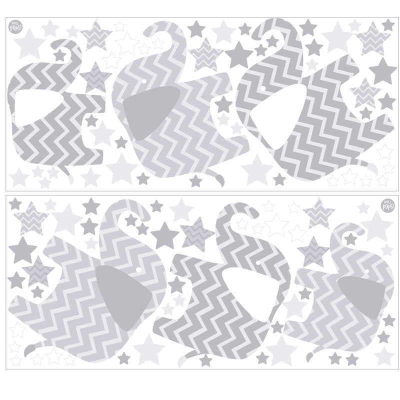 Gray Chevron Elephant and Stars Nursery Wall Decal Kit