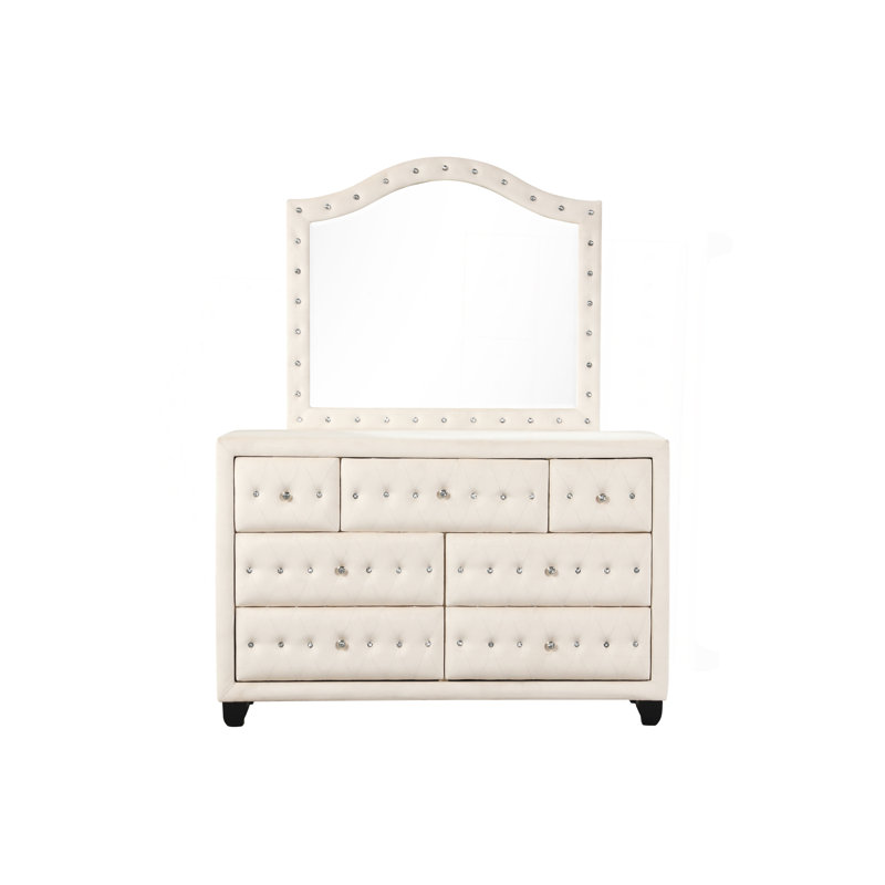 Ensemble de chambre avec très grand lit 5 pièces en bois crème, Très grand lit