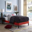 Lit en tissu de polyester et bois avec pieds fuselés carrés Sharon-114939668-114939664