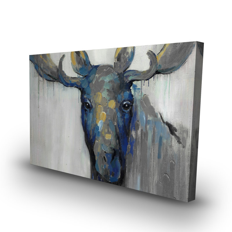 Orignal bleu - Toile de cerf des Fêtes pour la maison | Art hivernal