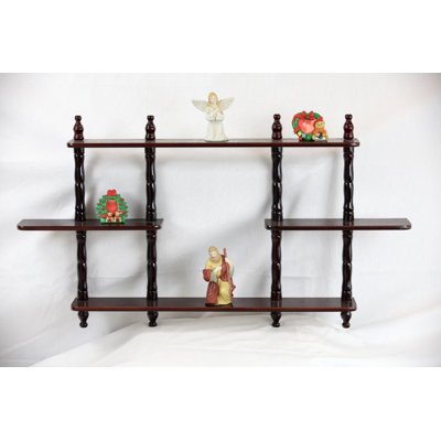 Mega Home 3-Tier Dark Cherry Wood Wall Shelf for Stylish Storage