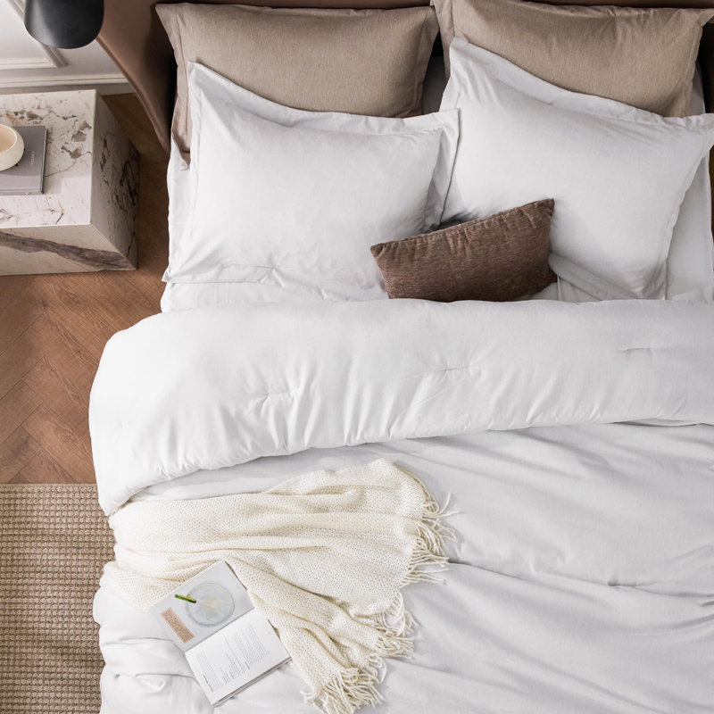 Bedding, California King Comforter, Grayish White