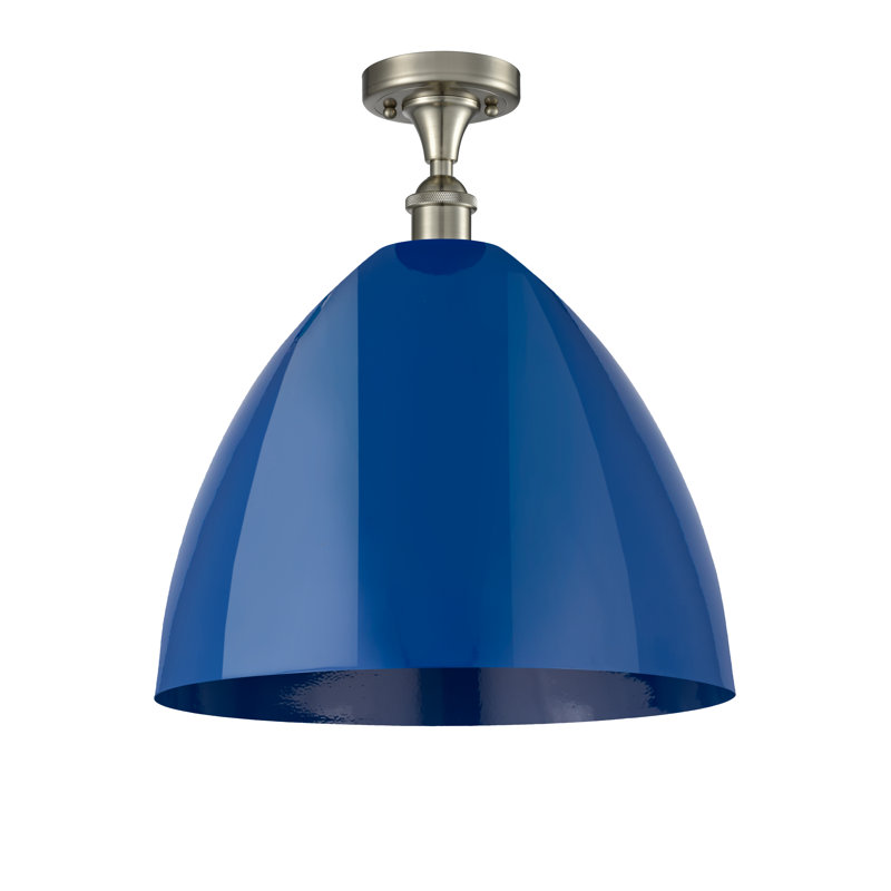 Plafonnier semi-encastré Crooksville, Bleu, Nickel satiné brossé