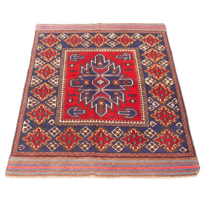 Afghan Tribal Red Rug 4'2" x 6'1"