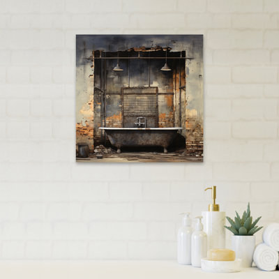 Black Industrial Minimalist Bath II - Bathroom Wall Art