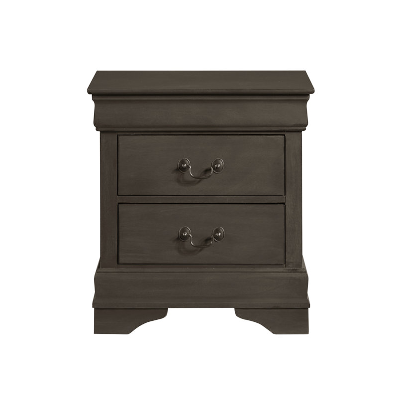 Mobilier de chambre à coucher classique de style Louis Philippe à finition teinte grise 1Pc avec 2 tiroirs