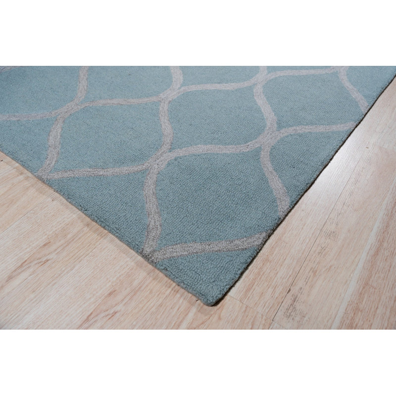Hand Tufted Wool Area Rug in Blue