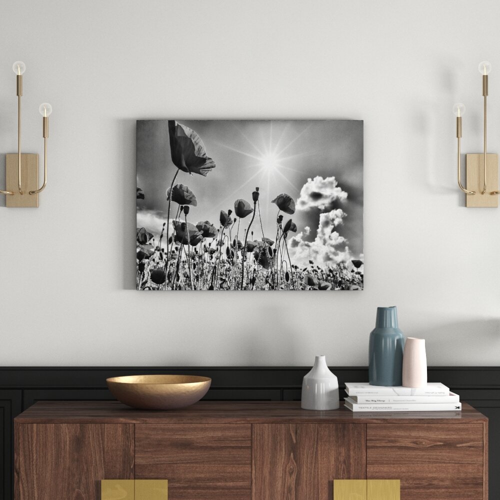 Leinwandbild Mohnblumen in Monochrom