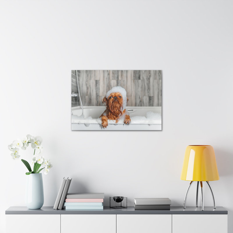 «Cute Little Griffon Bathee», art mural sur toile, H 18 po x l 24 po