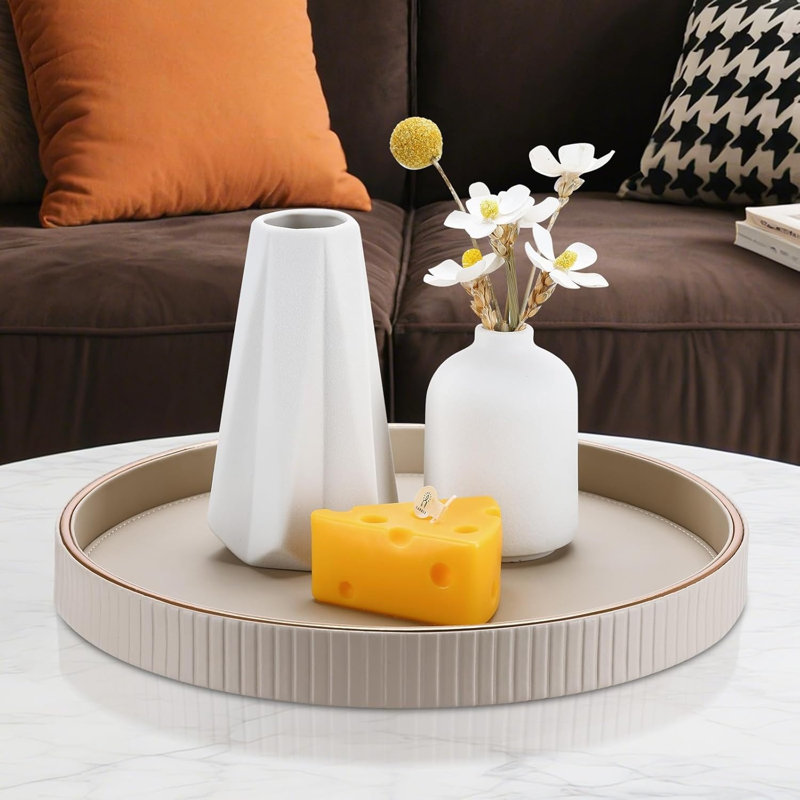 Leather Tray, Beige
