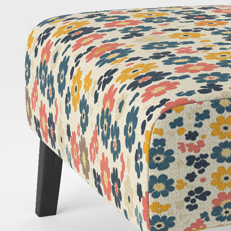 Fauteuil d'appoint Patchwork - Fauteuil de chambre jaune Daisy, Pantoufle sans accoudoirs