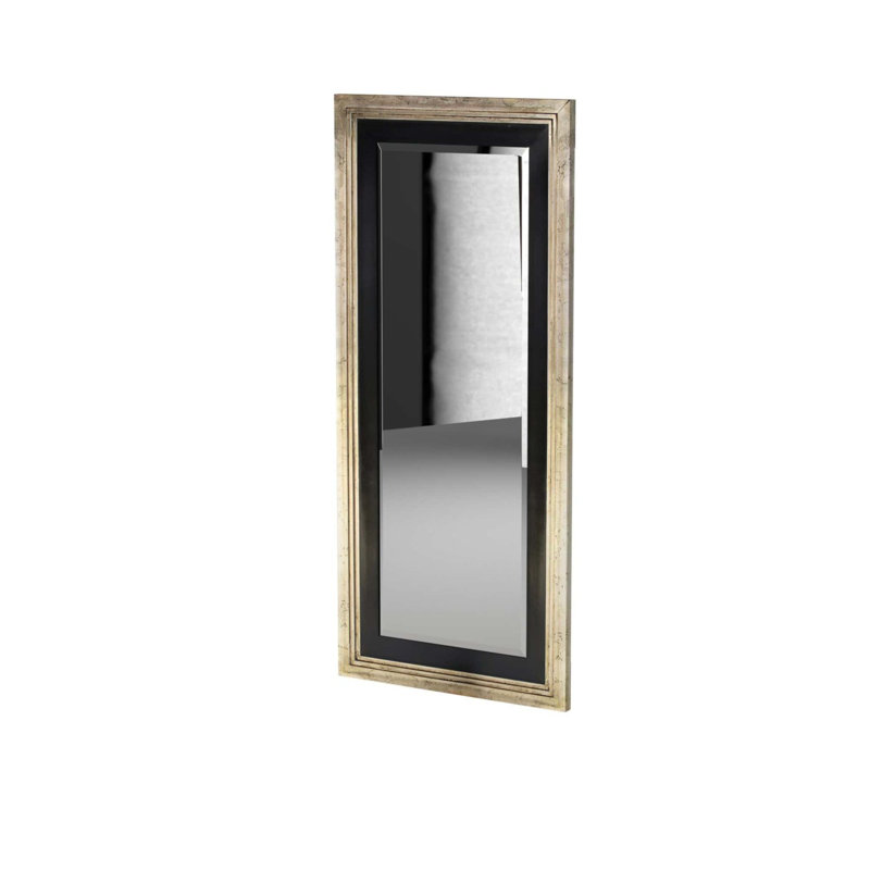 Contemporary Rectangle Solid Wood Beveled Mirror