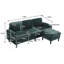 Canapé pour trois personnes, structure en bois massif, tissu chenille, poche latérale, avec deux porte-gobelets, repose-pieds avec rangement et canapé de salon Canapé modulaire confortable-219499567