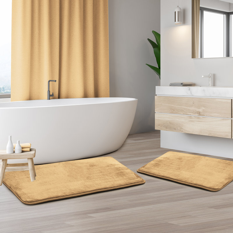 Steph Luxury Memory Foam Bathroom Rug Set, Petit: l 17 po x L 24 po / Grand: l 20 po x L 34 p, Chameau