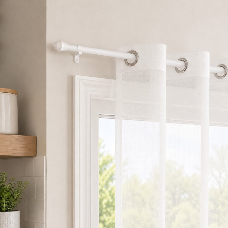 Tringle à rideaux simple réglable de 19 à 29 po, Blanc, 29” – 49”
