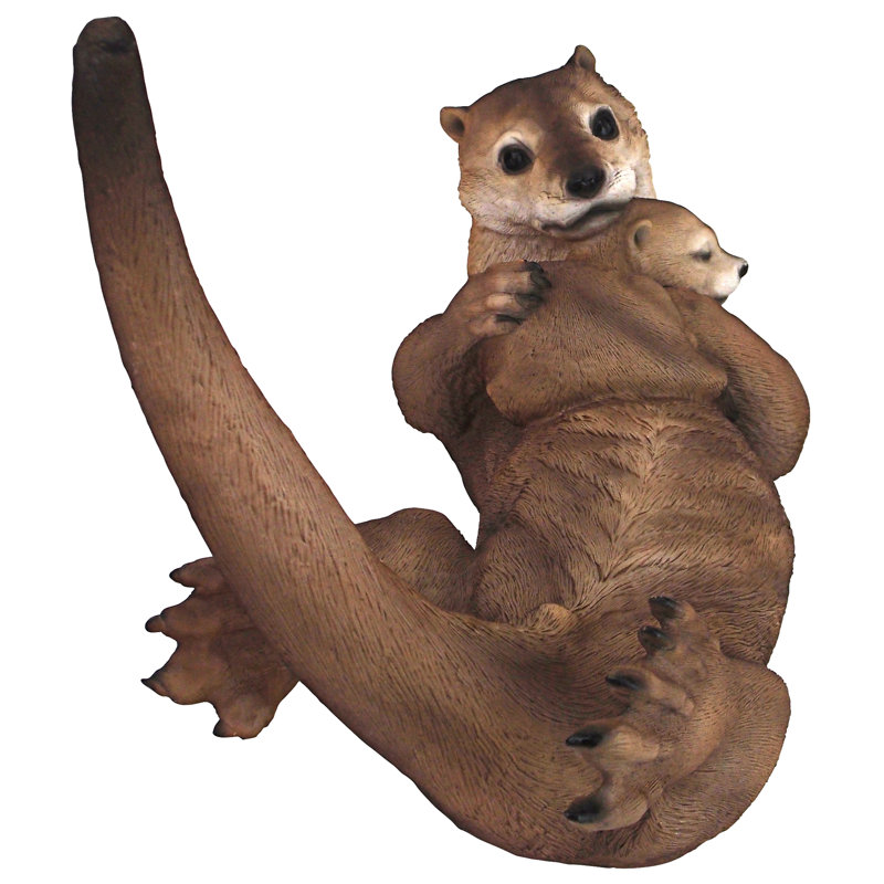 Embracing Love Mother and Child Otter Statue