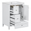Meuble-lavabo de 24 po avec rangement, tablette réglable, panneau de fibres à densité moyenne et bois d'hévéa, cloisons amovibles, finition blanc brillant-752101046