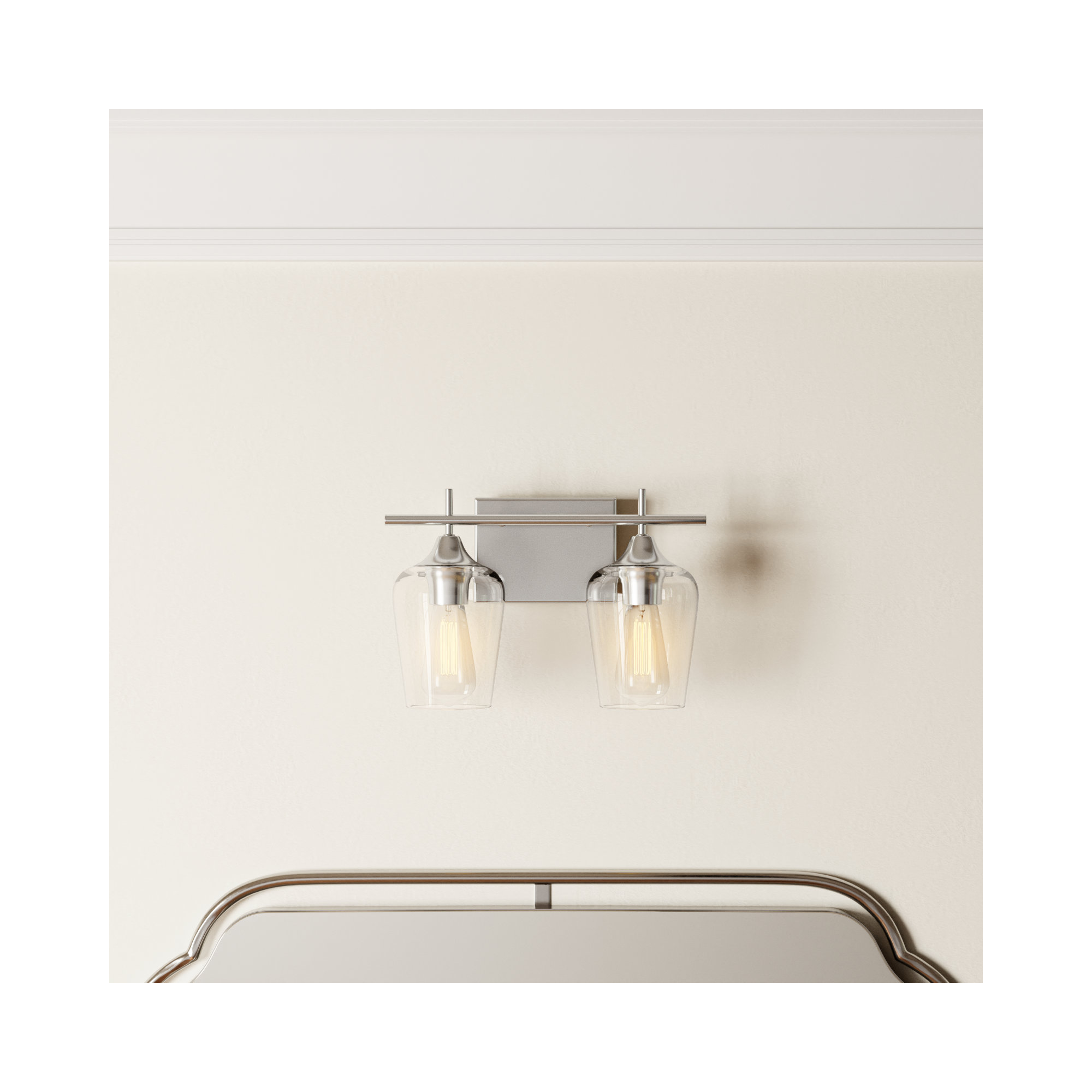 Breena 2 Light Transparent Dimmable Vanity Light, Satin Nickel