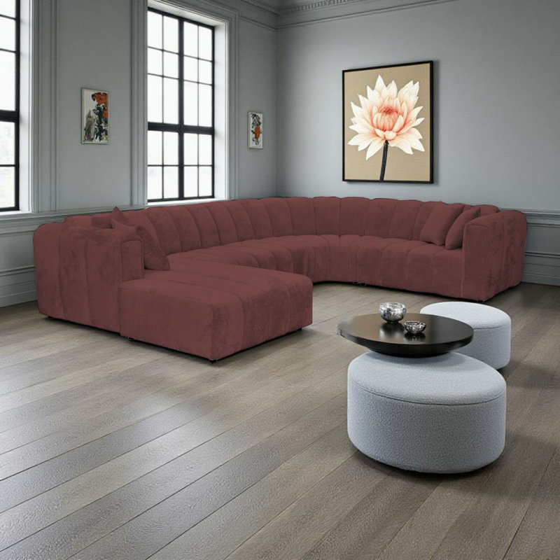 5 Seater Corner Sofa, Left Hand Facing, Red