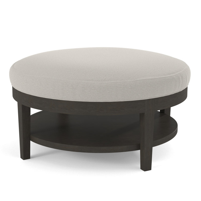 Midtown Upholstered Ottoman, White Performance Fabric; 0851-94, Coffee Finish