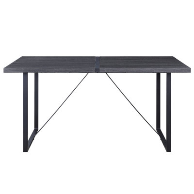 Table de salle à manger rectangulaire en chêne gris et noir, base traîneau pour une utilisation durable